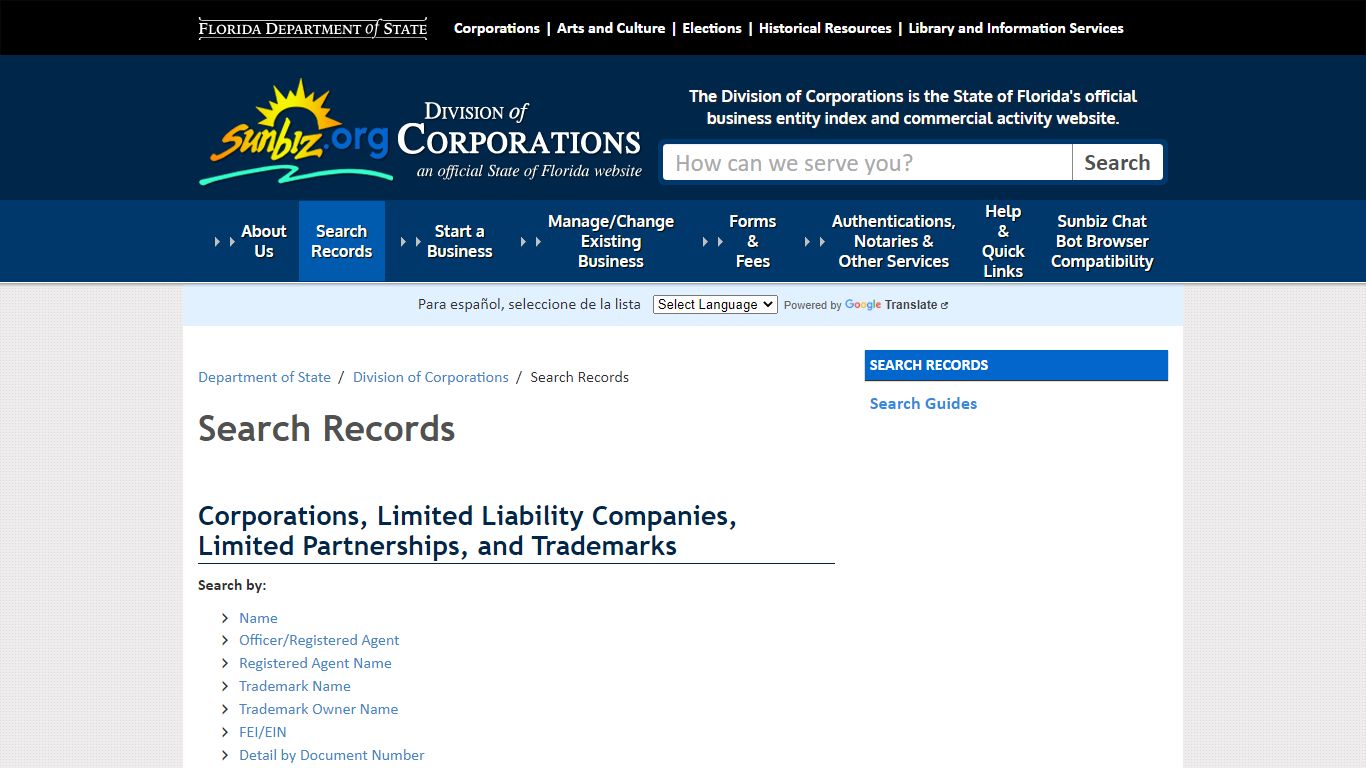 Search Records - Division of Corporations - Florida Department of State